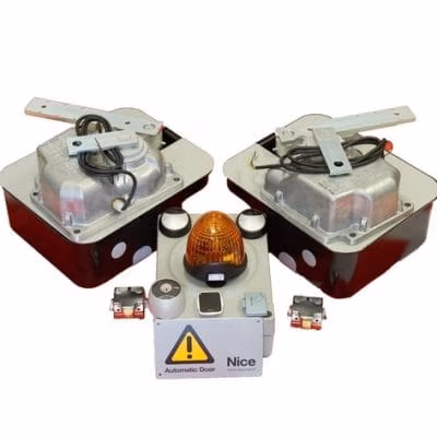KIT COMPOSIZIONE ME3024 24V CON CASSE IN CATAFORESI PER CANCELLI A BATTENTE INTERRATI CON ANTE FINO A MAX 3 MT. NICE